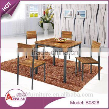 Home furniture walnut color dining room table and chairs good price square wood table dining sets