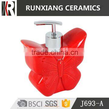 red butterfly shape ceramic soap dispenser