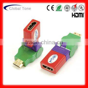 GT3-1304-9 Mini HDMI male to HDMI A female adaptor rotating 360 deg