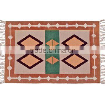 Natural Fibres Multicolor Diamond Pattern Rug