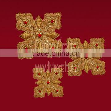 Orthodox Vestment Cross Set with Red Stone