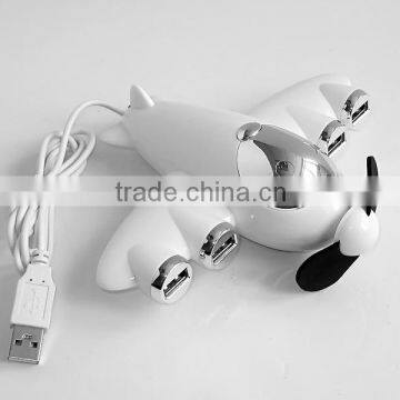 Aircraft 4 Port USB Hub with mini fan