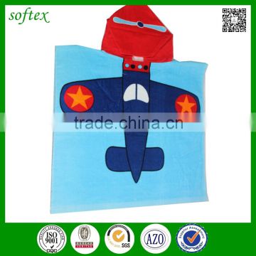 china manufacturer 60x120cm 260g cotton hooded kids beach towel poncho