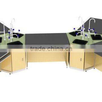 With reagent rack and sink galvanized steel lab bench