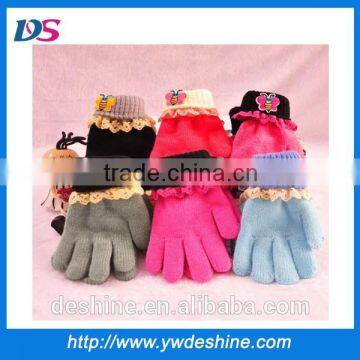 wholesale princess style little girl knit lace gloves ST196