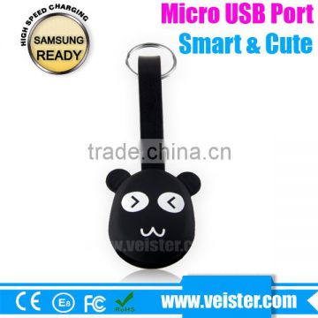 OEM Promotion keychain cartoon micro usb cable for Samsung