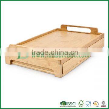 Natural Bamboo serving tray with handle and drawer                        
                                                Quality Choice