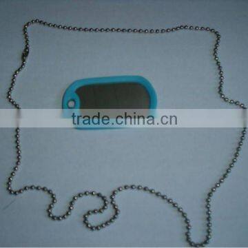 Military Dog Tag Set Supplie,1Set=1pc 3.8cm Light Blue Silicon Rubber+1pc Dog Tag+1pc S/S Long Ball Chain