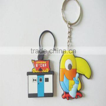 eco-friendly 3d cute animal logo custom rubber keychains