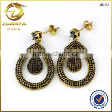 Brazil hot sale micro pave nano black brass earrings without plating                        
                                                Quality Choice