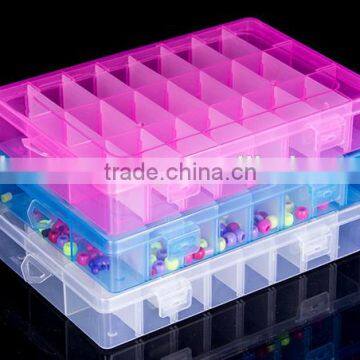 2016 new design 24 slots adjustable multi compartments storage plastic organizer jewellery boxes