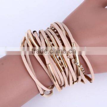 2016 Summer Jewelry Beach Style Multilayer Leather Bracelet With Magnetic Clasp