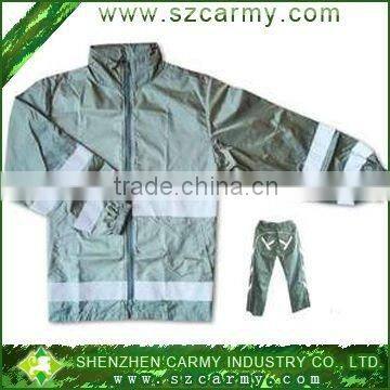 CE EN388 PU 100% waterproof 3M reflective safety rain coat