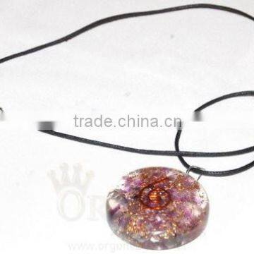 Amethyst Orgone Disc Pendant With Cord | Disc Pendant | Amethyst Orgonite Pendant | Orgone Pendant | Orgonite Pendant