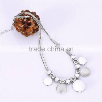 Elegant Real White Gold Plated Semiround Simulated Pearl and Opal Real Snake Chain Necklace & Pendant for Women Girls Jewelry photo-4