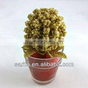 Decoration artificial flower ball with pot for christmas