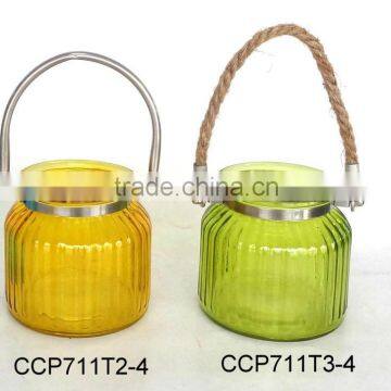 CCP711T2-4 glass jar sprayed with color with metal handle