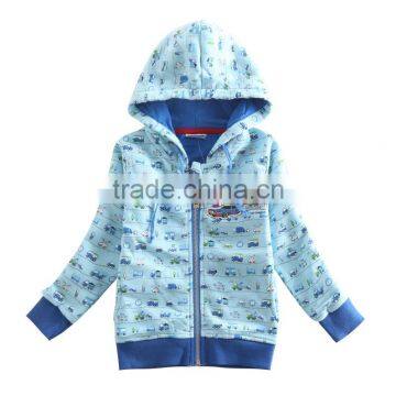 (A3423) blue 2-6y Kids printed cotton hoodies baby boys autumn-winter coats