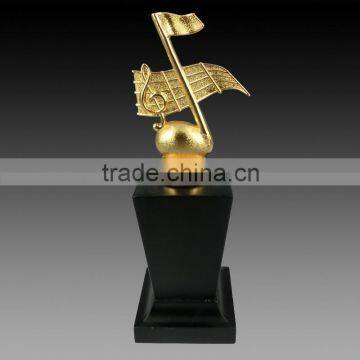 Golden musical notes award black K9 crystal base factory direct metal trophy cups                        
                                                Quality Choice
