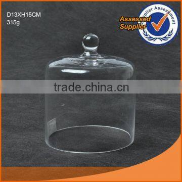 D13XH15cm cheap clear round glass cake dome cover