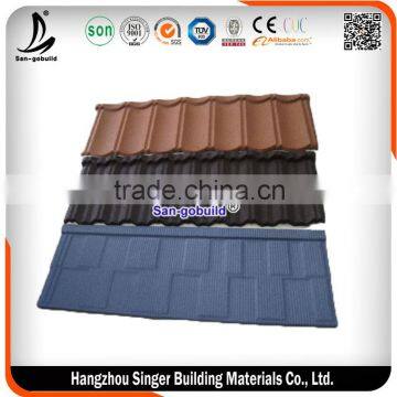 0.4mm/0.45mm/0.5mm Stone Coated Metal Roofing Tile With Sangobuild Brand Roofing Material