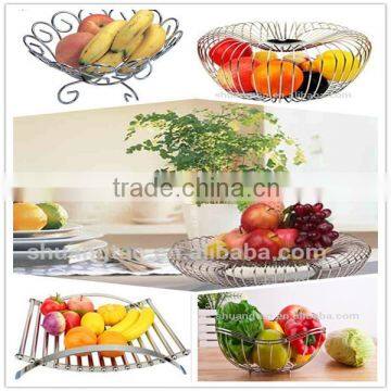 Chrome plated wire fruit bowl, metal wire fruit rack