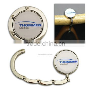 Custom Folding Purse Hanger with Epoxy Logo for Wholesale