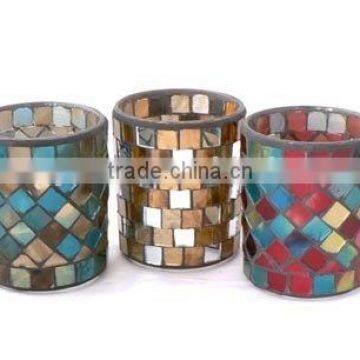 cylinder square slice mosaic candle holder