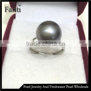 fine design nature pearl price round sea pearl ring real 925 silver ring