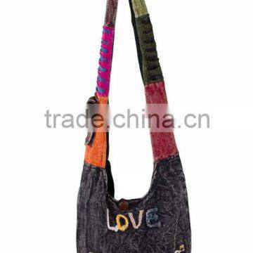 2014 hippie shoulder bag, hobo bag canvas shoulder bag New Crazy Selling cotton hippie sling shoulder bag