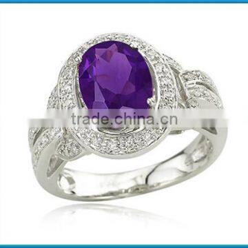 Latest design white gold oval amethyst engagement ring