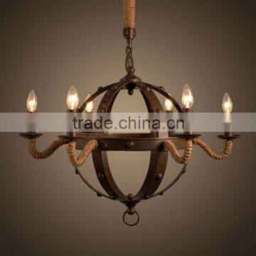 Hot Sell Home Design Round Fancy Wall Mounted k9 Hemp Rope Chandelier Quality Choice