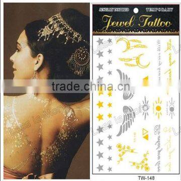 latest deisgns metalic temporary tattoos/metallic gold flash tatoos