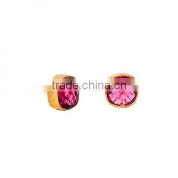 The Gopali Jewellers pink Tourmaline Hydro Gemstone Stud Gold Earrings