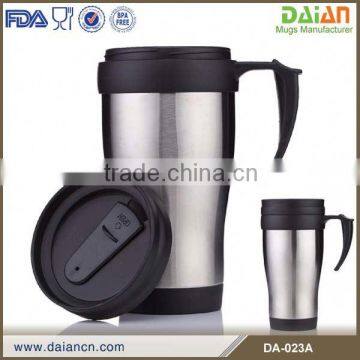 Double wall stainless steel spill proof coffee mug