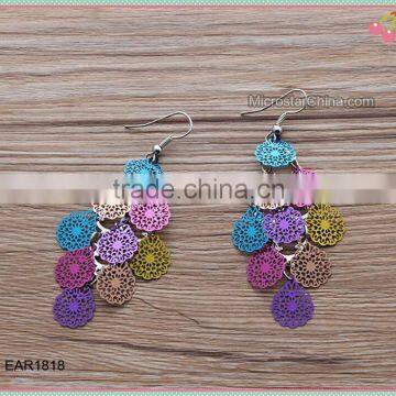 Bohemian Style Colorful Cut-out Medallions Hoop Earrings