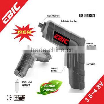 3.6V~4.8V LED Lithium-ion Battery Cordless Screwdriver-Mini USB Charger/2014 New Products (USB-SC036L)