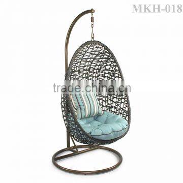 Swing Chair - Poly Rattan hanging Chair furniture (Steel frame w/t power coated, hand woven by wicker, waterproof fabric)