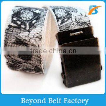 Printed Canvs Belt in Cotton Material with Iron Buckle