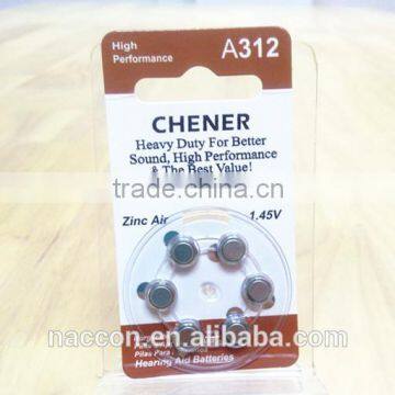 elderly use A675 zinc air hearing aid battery 1.4V 280mah