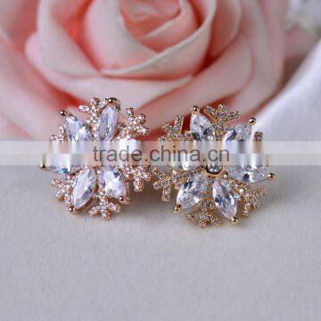 Fashion big zircon pave women's snow earrings