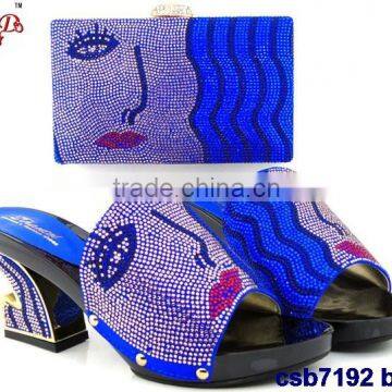 csb7192 cute Sexy face pattern fashion ladies shoes matching bag Africa Nigeria sexy style shoes with purse