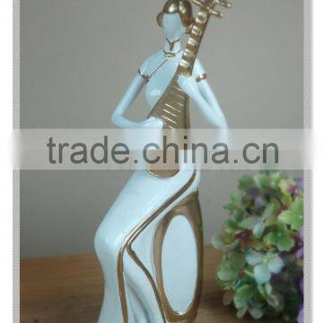 Interesting Art Collectible Chinese Lady Playing 3 Stringed Figurine photo-4