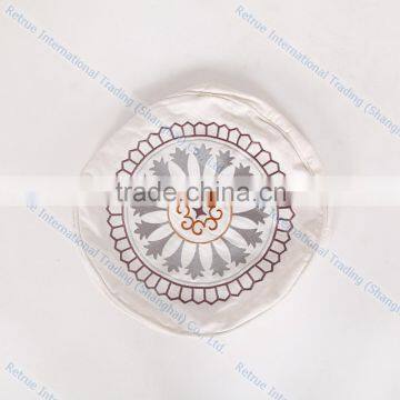 Classic Decorative Throw Couch Cushion Embroidered Grey Round Pillow Covers