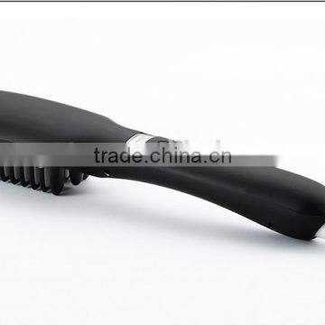 Hot black, pink hair straightener brush 2in 1 PTC heating hair straightener ceramic