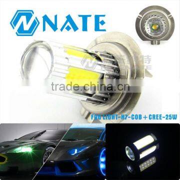 Hotsaling car led fog light H7 COB 25W high power led headlight bulb