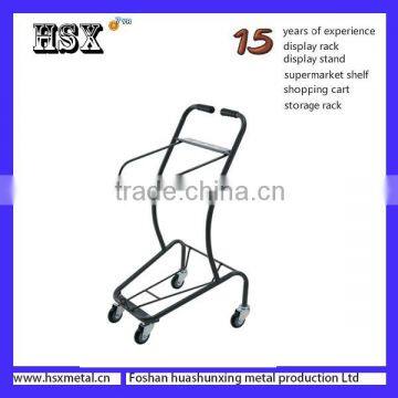 Powder Coat Supermarket Shopping Trolley Cart With 2 Baskets HSX-S487 photo-2