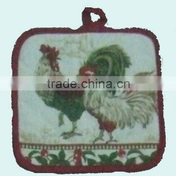 Apron With Adjustable Tie Rooster Design Glove Single Pot Holder Set photo-3