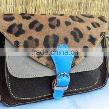 colorful leather and fur bag