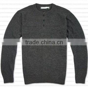 BGA16003 Latest design pure cotton 1/4 placket knit rib pullover sweater men